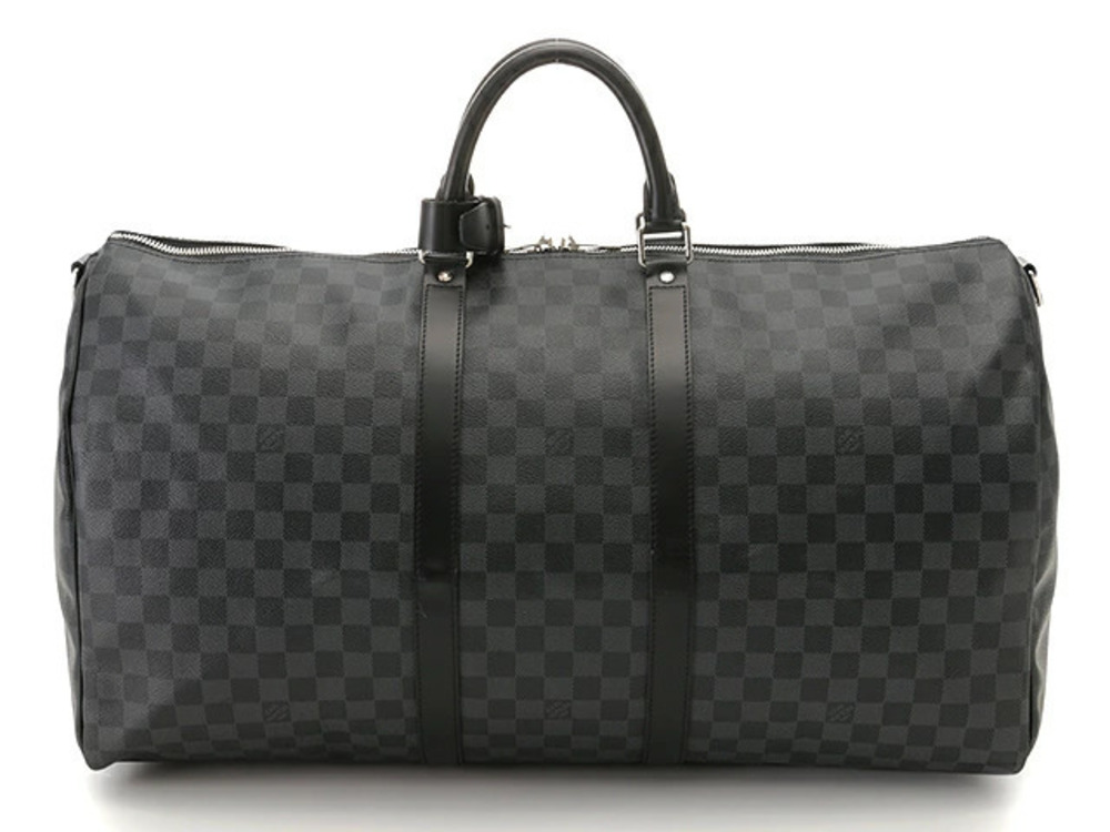 LOUIS VUITTON Keepall Bandouliere Boston Bag Damier Graphite Black
